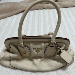 Prada Ivory Leather Shoulder Bag
